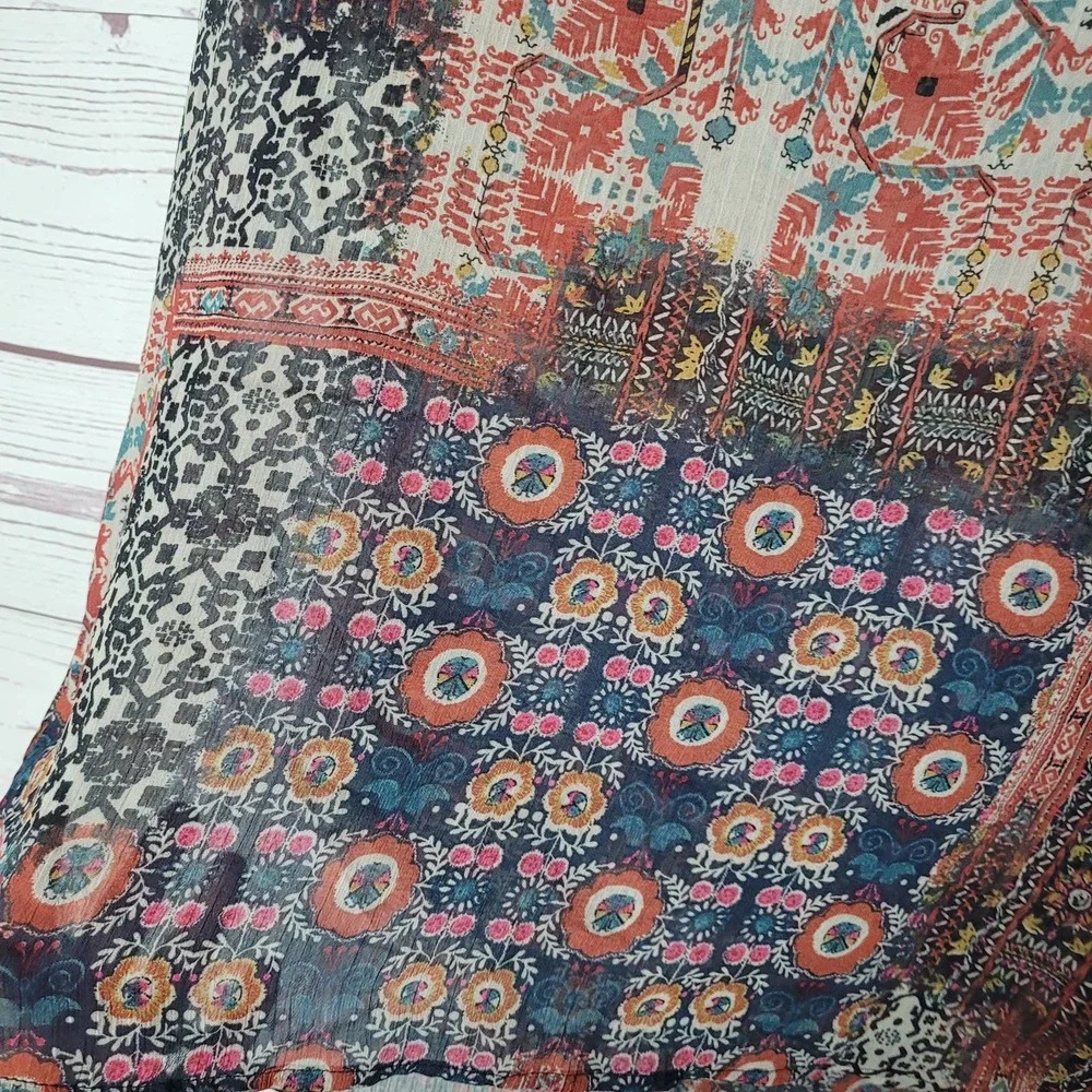 ASOS Multicolor Boho Patchwork Prairie Print V-Neck Blouse‎ Womans Size XS